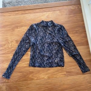 snake print mesh top
